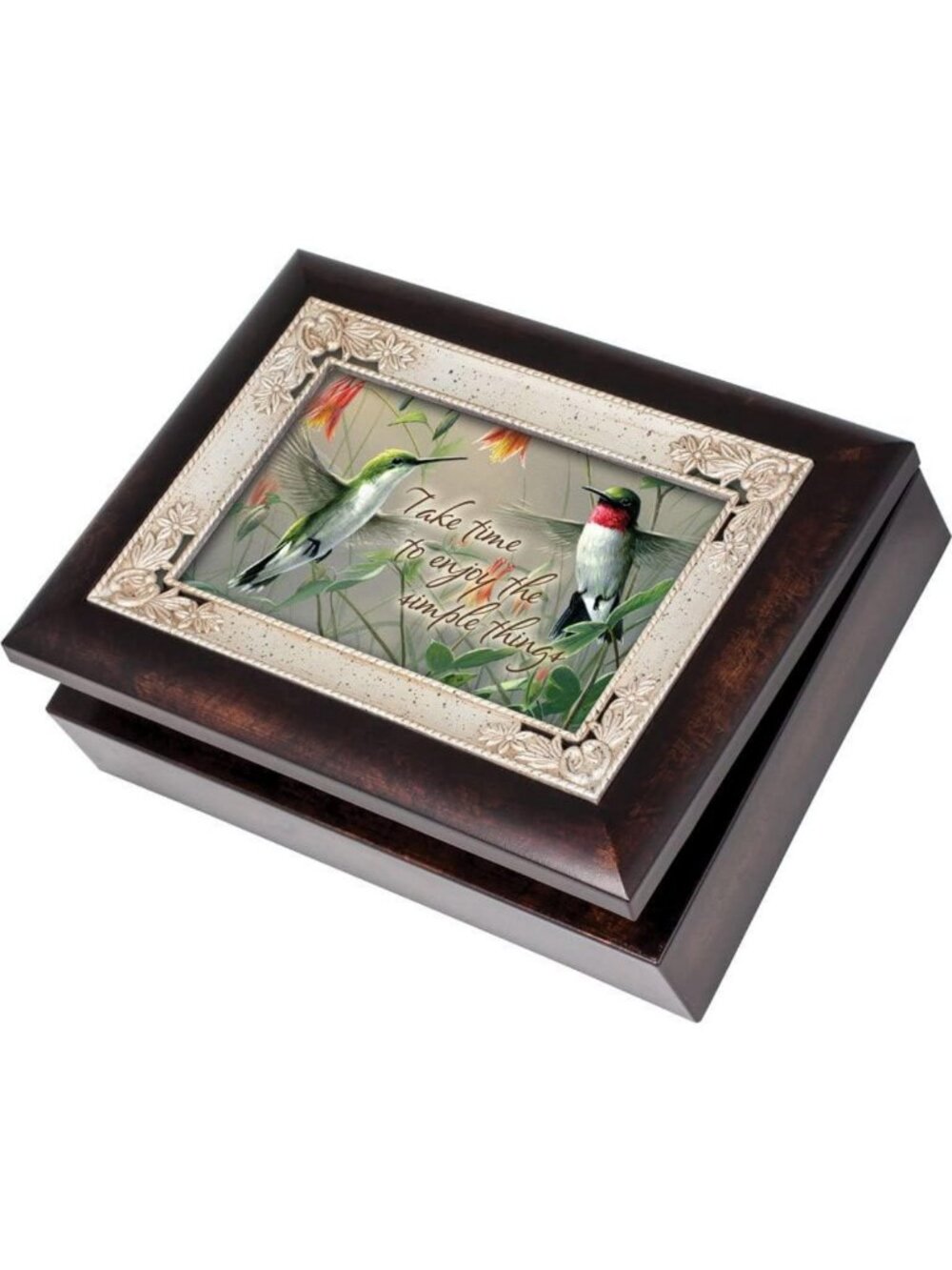 Charming Burlwood Jewelry Music Box - Plays 'Wind Beneath My Wings' - Perfect